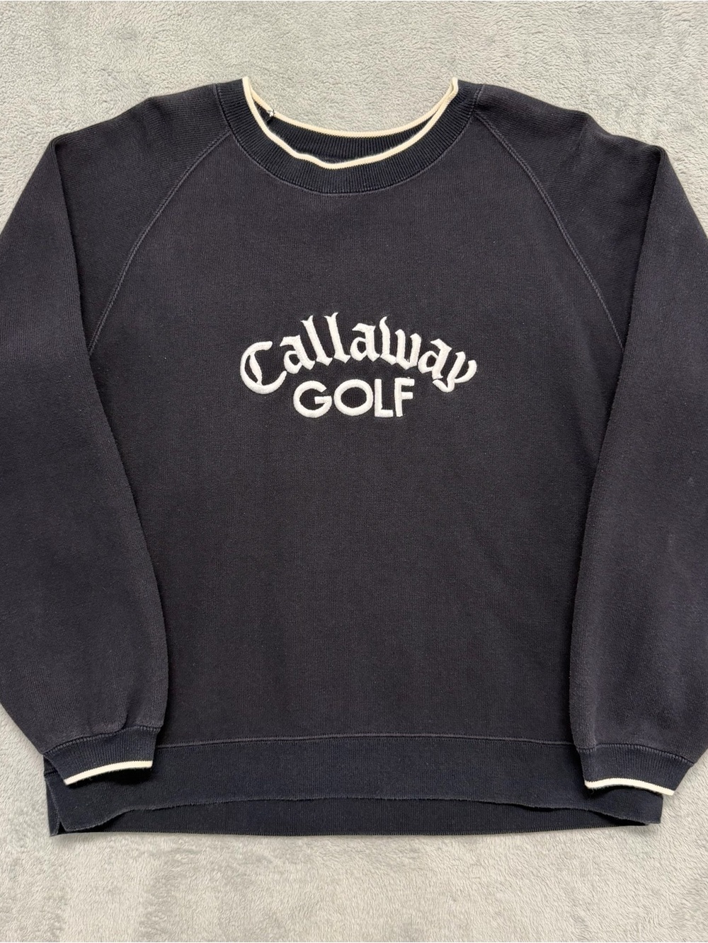 Vintage Callaway Golf Sweatshirt Mens M Black Embroidered Logo Double Knit 90s